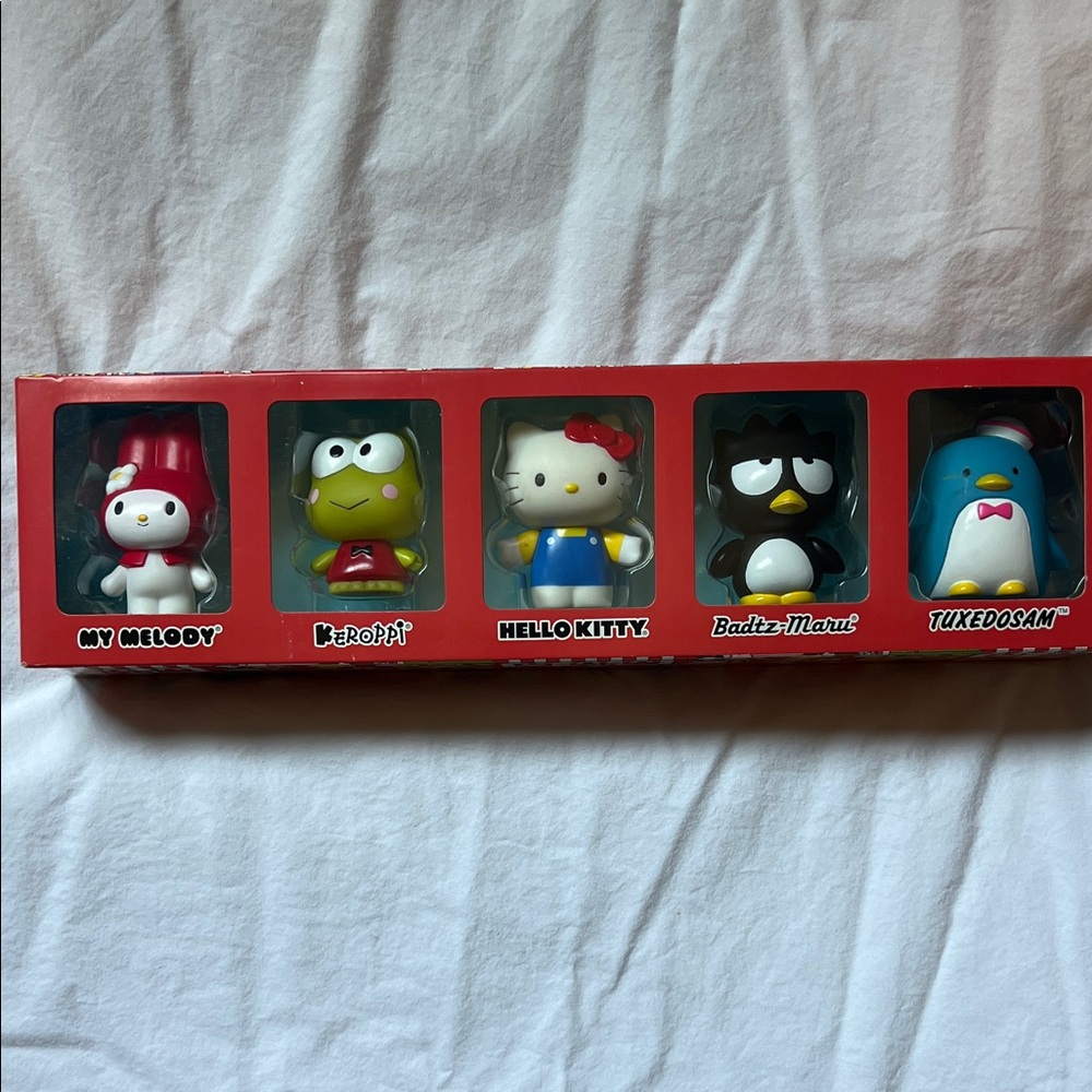 Sanrio Action Figure Set - Red, Green, White, Black, Blue